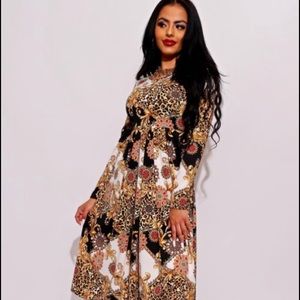 Gold Floral tunic silhouette midi length